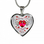 Daddy's Girl I Used To Be His Angel Now He Is Mine Cardinal Luxury Heart Pendant Necklace - Dad Memorial Gifts - Heart Luxury Necklace (Silver)