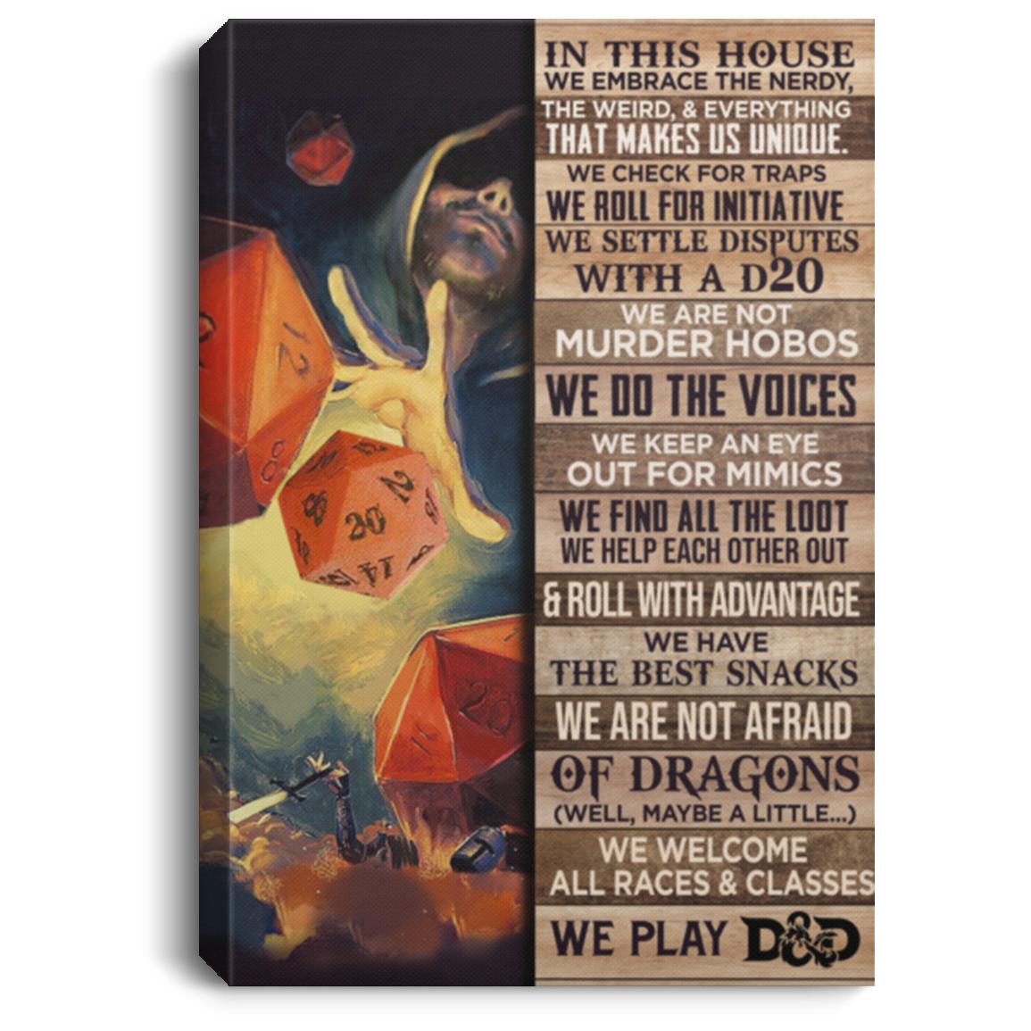 In This House We Embrace The Nerdy, White, 0.75'' Framed Canvas In This House We Embrace The Nerdy, White, 0.75'' Framed Canvas