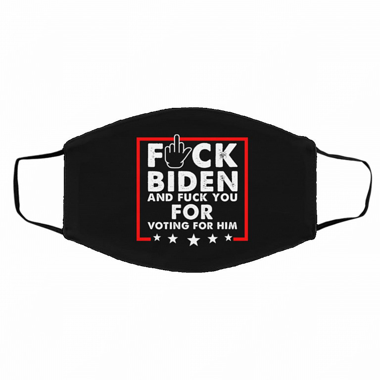 Fuck Biden Mask, White, Cloth Face Cover – Medium/Large
