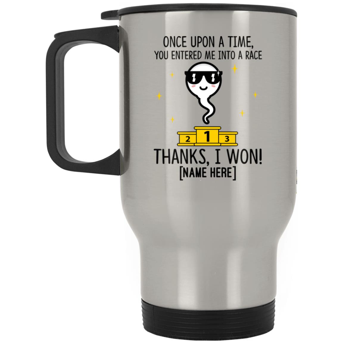 Personalized Once Upon A Time, Silver, 14 oz. Silver Travel Mug Personalized Once Upon A Time, Silver, 14 oz. Silver Travel Mug