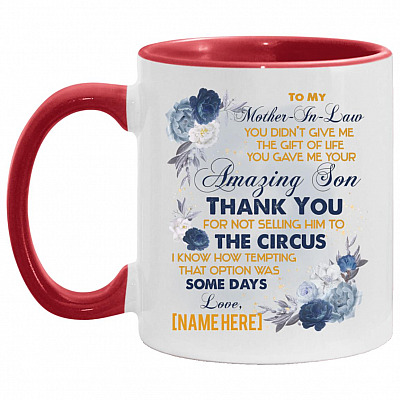 Personalized Mother In Law You, White/Red, 11 oz. Accent Mug