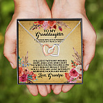 6VT. UU TIEN Grandpa To My Granddaughter I Hugged This Little Pendant Interlocking Hearts Necklace