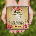 6VT. UU TIEN Mom To My Daughter I Hugged This Little Pendant Forever Love Necklace (Silver)