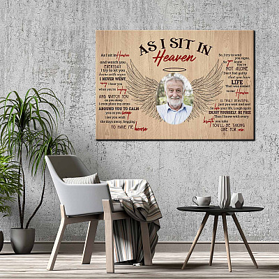 Alternative view of Personalized Photo As I Sit In Heaven And Watch You Everyday Memorial Framed Canvas Prints - Unframed Poster