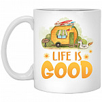 Life Is Good Camping Life Ceramic Coffee Mug, White, 11 oz. White Mug