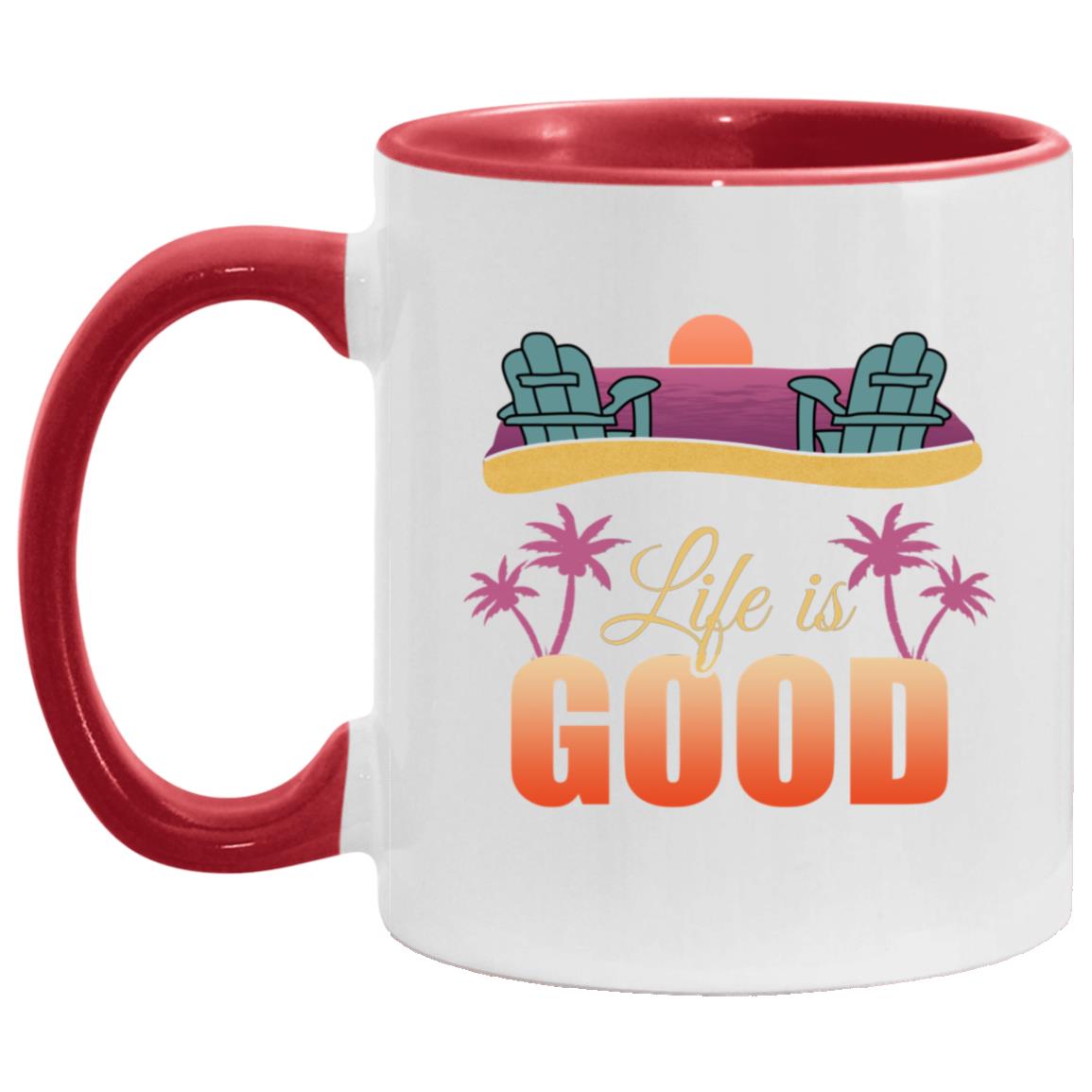Life is Good Beach Life Accent Mug, White/Red, 11 oz. Accent Mug Life is Good Beach Life Accent Mug, White/Red, 11 oz. Accent Mug