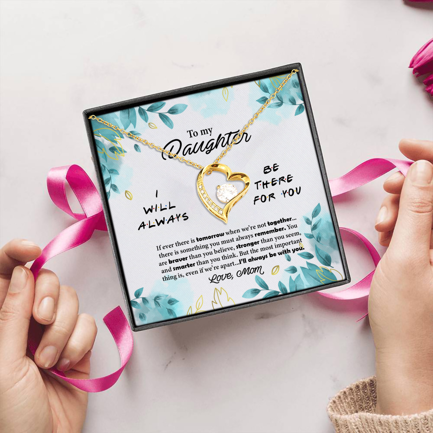 67 HG_ To My Daughter Be There For You MOM Forever Love Necklace (Gold) 5