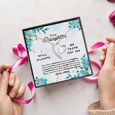 Alternative view of From Mom To My Daughter I Will Always Be There For You Love Mom Forever Heart Pendant Necklace