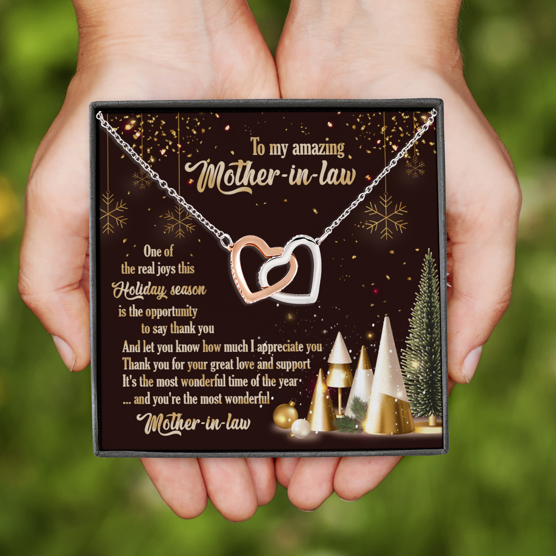 14Th. Amazing Mother In Law (5) Interlocking Hearts Necklace