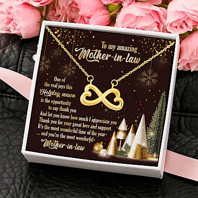 Alternative view of To My Amazing Mother In Law You're The Most Wonder Full Mother In Law Christmas Gift Infinity Heart Pendant Necklace