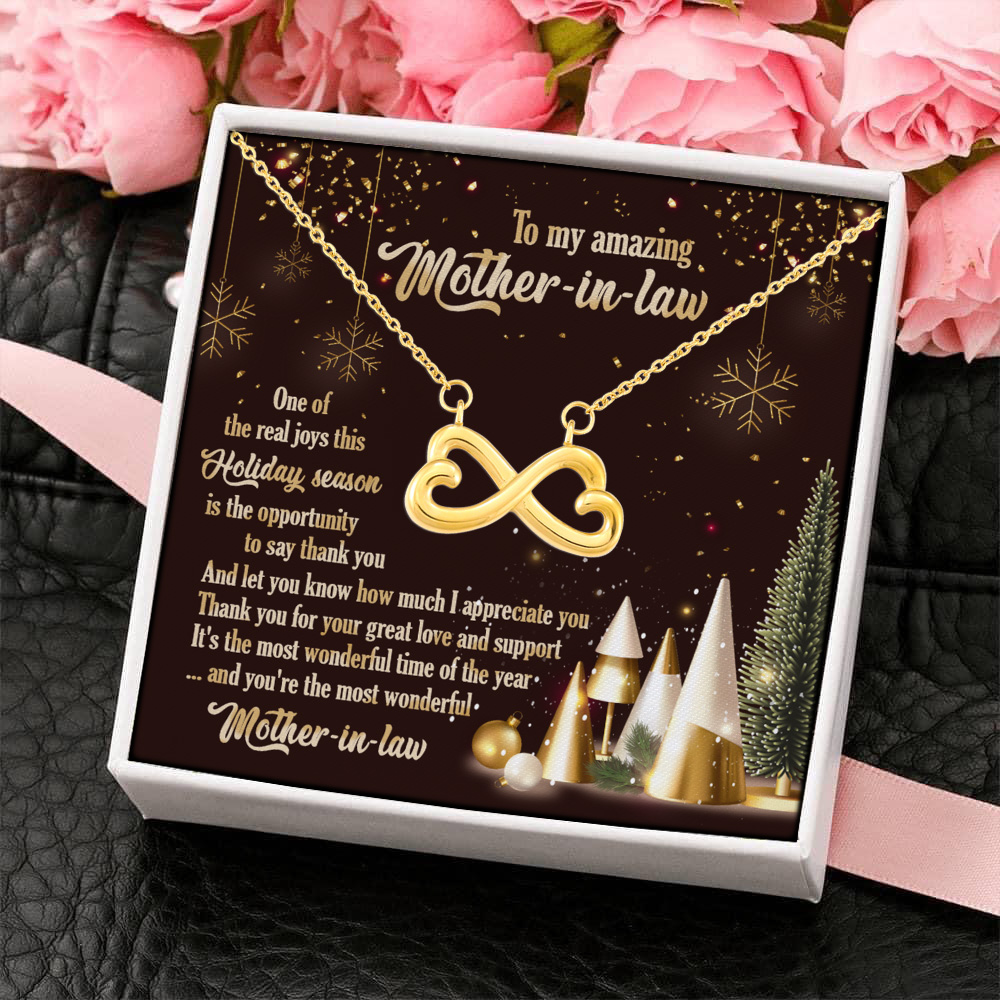 14Th. Amazing Mother In Law (5) Infinity Heart Necklace (Gold) 4