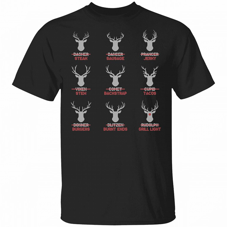 All of Santa's Reindeer, Black, Unisex T-Shirt