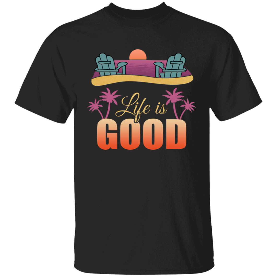 Life is Good Beach Life T-Shirt, Black, Unisex T-Shirt