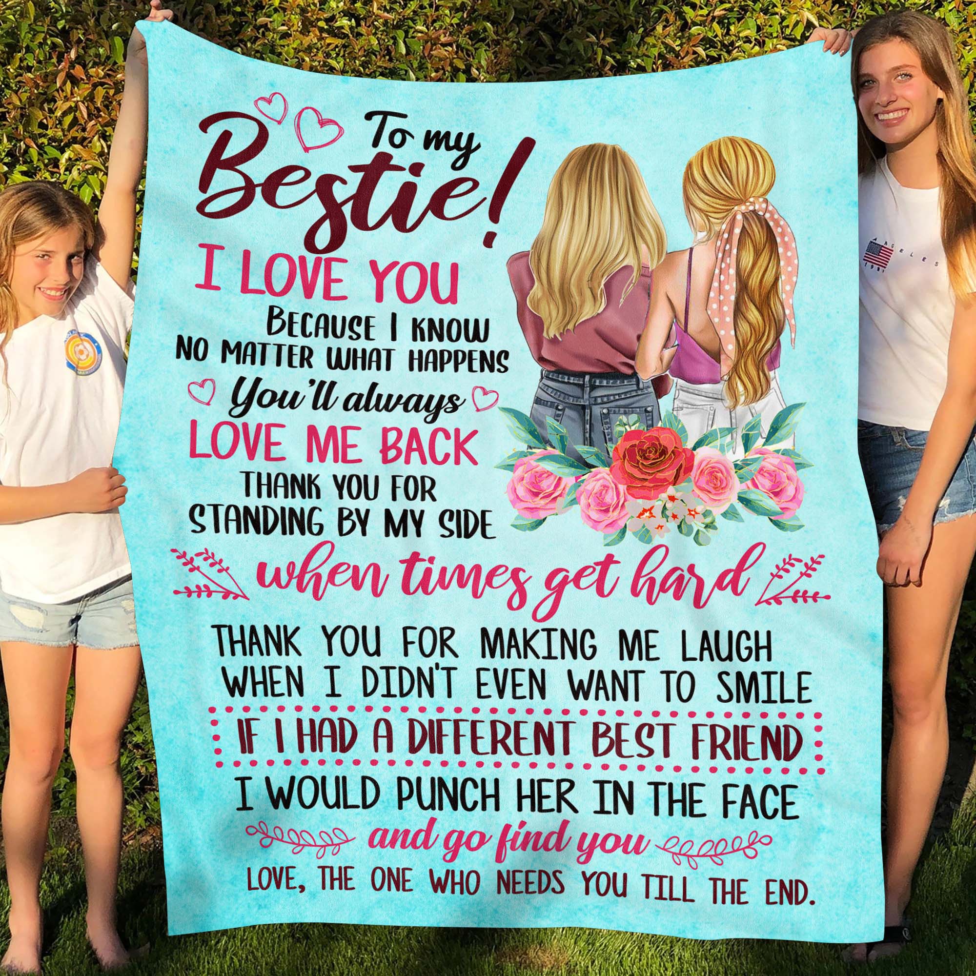 6VT. To My Bestie I Love You 2 blond hair blanket mockup