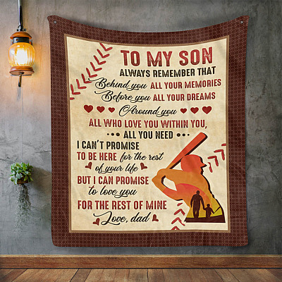 Alternative view of From Dad To My Son Always Remember Baseball Player Saying Blanket - Dad Son Matching Baseball Fan Blanket