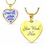 Butterflies Daddy's Girl I Used To Be His Angel Heart Pendant Necklace - Butterfly Father Daughter Necklace - Heart Luxury Necklace (Gold Plated)