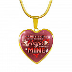 Cardinal Bird Daddy's Girl I Used To Be His Angel Heart Pendant Necklace - Red Cardinal Dad Daughter Necklace - Heart Luxury Necklace (Gold Plated)