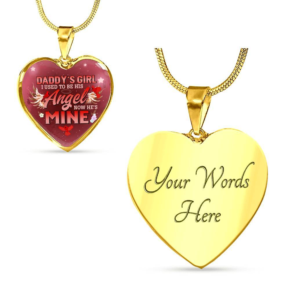 Cardinal Bird Daddy's Girl I Used To Be His Angel Heart Pendant Necklace - Red Cardinal Dad Daughter Necklace - Heart Luxury Necklace (Gold Plated)