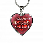Cardinal Bird Daddy's Girl I Used To Be His Angel Heart Pendant Necklace - Red Cardinal Dad Daughter Necklace - Heart Luxury Necklace (Silver)