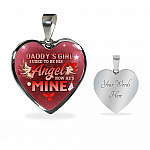 Cardinal Bird Daddy's Girl I Used To Be His Angel Heart Pendant Necklace - Red Cardinal Dad Daughter Necklace - Heart Luxury Necklace (Silver)