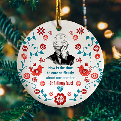 Dr. Fauci Now Is the Time to Care One Another 2020 Pandemic Quarantine Gift Christmas Holiday Circle Ornament