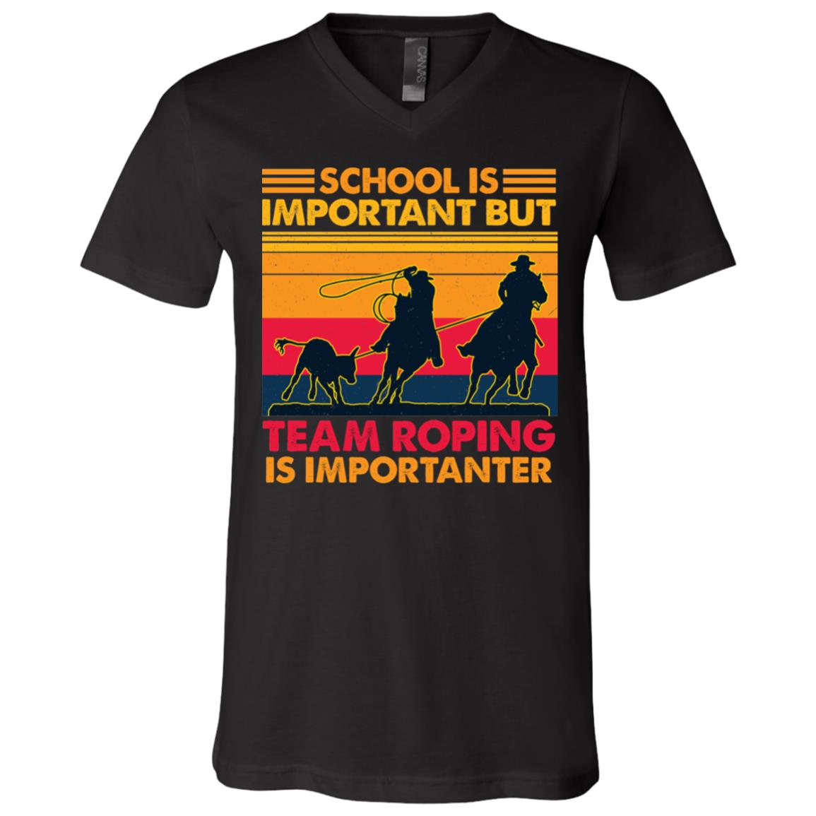School Is Important But Team, Black, V-Neck T-Shirt