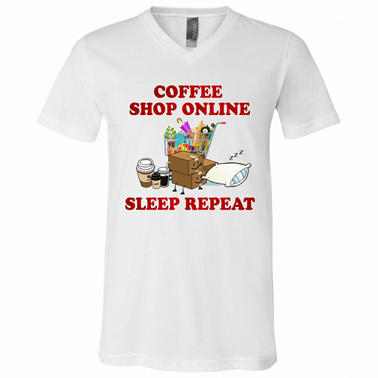 Coffee Lover T-Shirt, White, V-Neck T-Shirt
