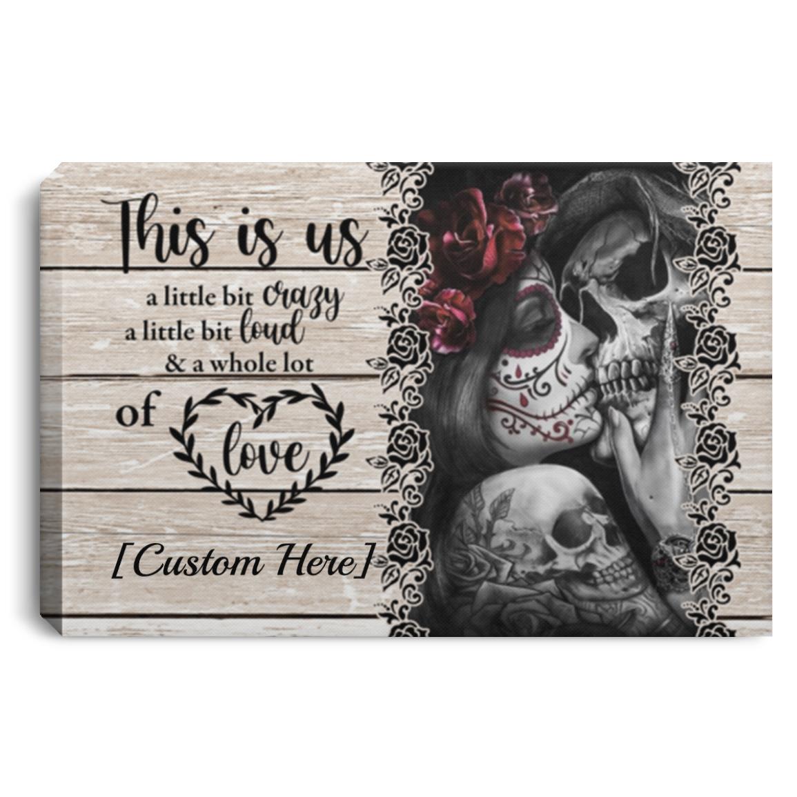 Personalized Skull Couple This Is Us, White, 0.75'' Framed Canvas Personalized Skull Couple This Is Us, White, 0.75'' Framed Canvas