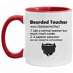 Beared Teacher Accent Mug, White/Red, 11 oz. Accent Mug Beared Teacher Accent Mug, White/Red, 11 oz. Accent Mug