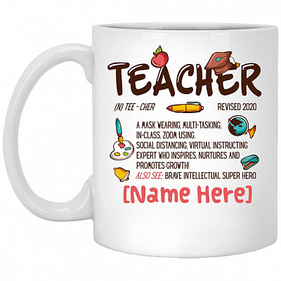 Personalized Teacher Definition, White, 11 oz. White Mug