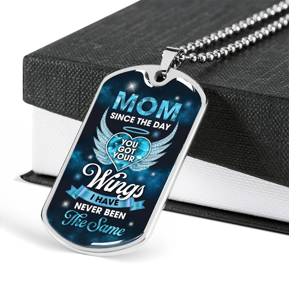 Mom Since You Got Wings I Never Been The Same Dog Tag Pendant Necklace - Sympathy Necklace For Loss Of Mother - Dog Tag (Silver) Mom Since You Got Wings I Never Been The Same Dog Tag Pendant Necklace - Sympathy Necklace For Loss Of Mother - Dog Tag (Silver)