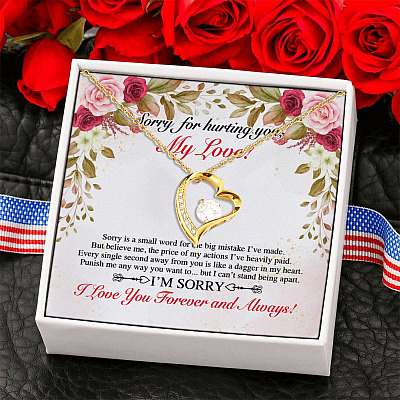 Sorry for Hurting My Love Apolgize Wife Girlfriend Gift Forever Love Pendant Necklace