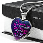 I Loved You Your Whole Life I'll Miss You For The Rest Of Mine Butterfly Heart Pendant Necklace - Heart Luxury Necklace (Silver)