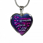 I Loved You Your Whole Life I'll Miss You For The Rest Of Mine Butterfly Heart Pendant Necklace - Heart Luxury Necklace (Silver)