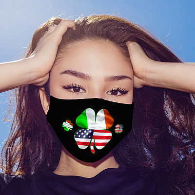 Alternative view of American Irish Flag Washable Reusable Custom Printed Cloth Face Mask Cover