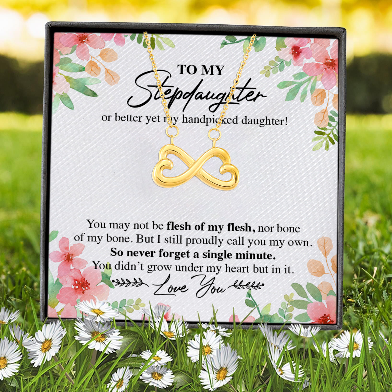 8VT. To My Stepdaughter Or Better Yet Infinity Heart Necklace (Gold) 7