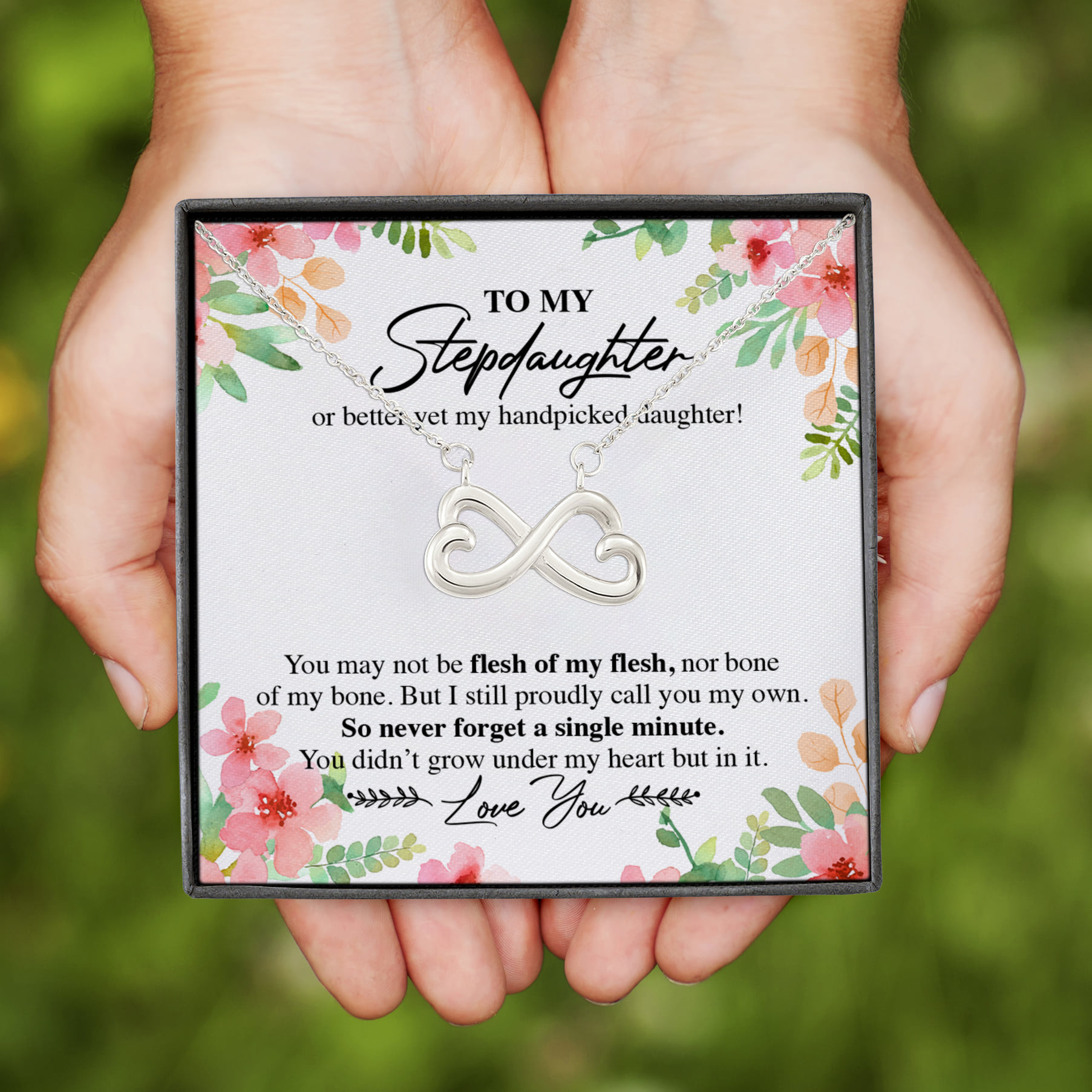 8VT. To My Stepdaughter Or Better Yet Infinity Heart Necklace (Silver)