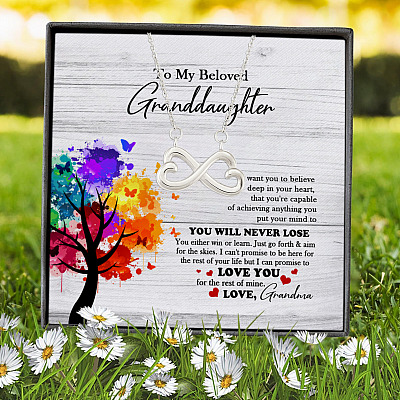 Alternative view of Grandma To My Beloved Granddaughter I Want You To Believe Deep In Your Heart Infinity Heart Pendant Necklace
