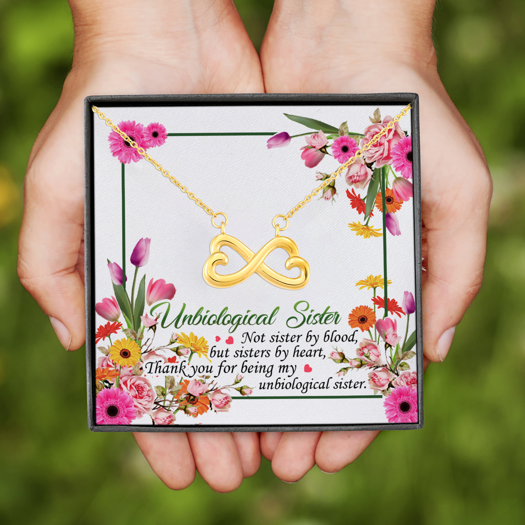 112KNG. Sister Gift (5) Infinity Heart Necklace (Gold)