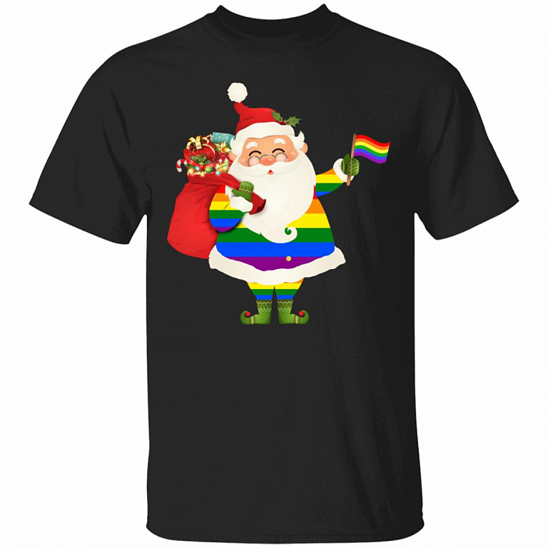Pride Santa TShirt, Black, Unisex T-Shirt