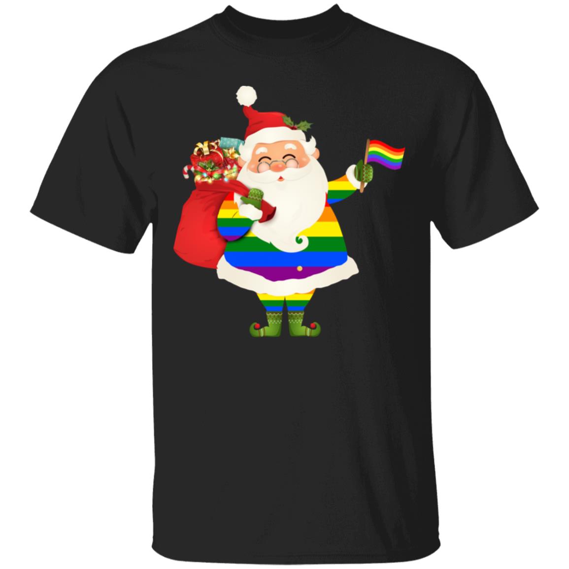 Pride Santa TShirt, Black, Unisex T-Shirt