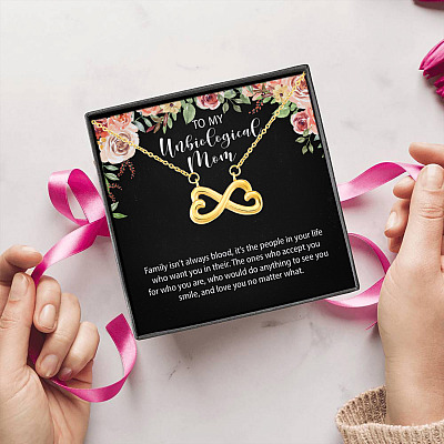 To My Unbiological Mom Infinity Heart Pendant Necklace - Unbiological Mom Jewelry