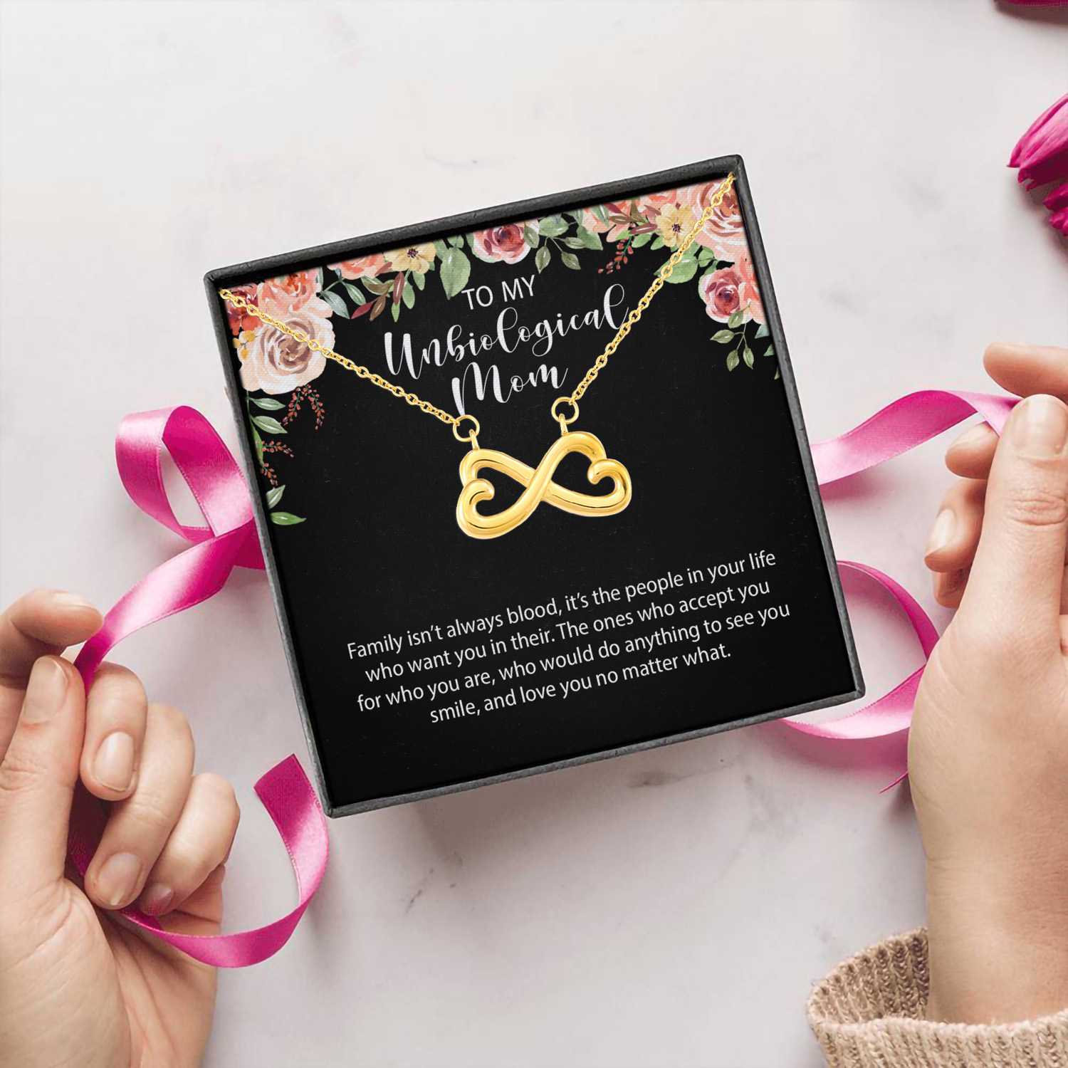 1N.TO My Unbiological Mom(4) Infinity Heart Necklace (Gold) 5
