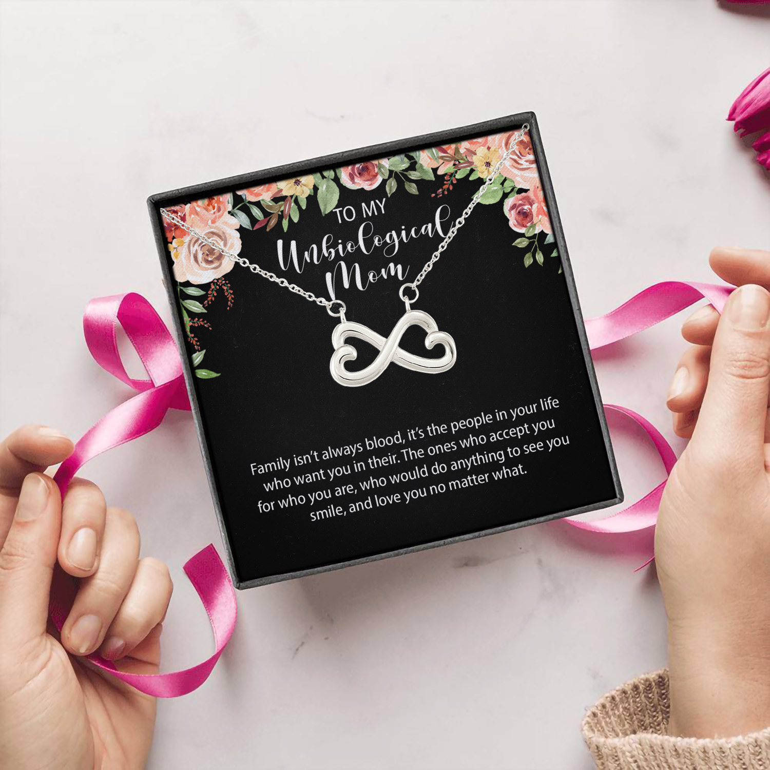 1N.TO My Unbiological Mom(4) Infinity Heart Necklace (Silver) 5