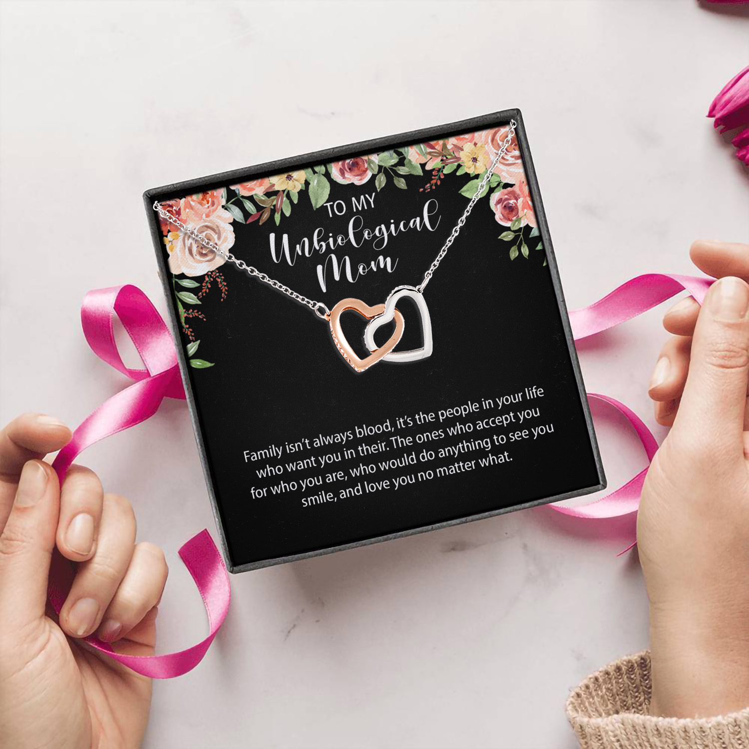 1N.TO My Unbiological Mom(4) Interlocking Hearts Necklace 5