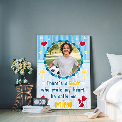 Alternative view of Personalized Photo There’s A Boy Stole My Heart Calls Me Mimi Framed Canvas - Unframed Poster - Custom Image Mimi Gift