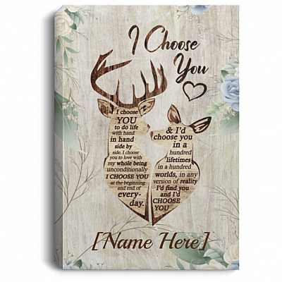 Personalized Deer I Choose You Canvas, White, 0.75'' Framed Canvas