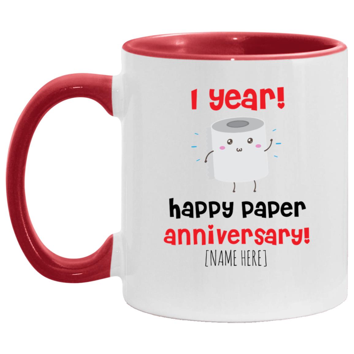Personalized Anniversary Accent Mug, White/Red, 11 oz. Accent Mug Personalized Anniversary Accent Mug, White/Red, 11 oz. Accent Mug