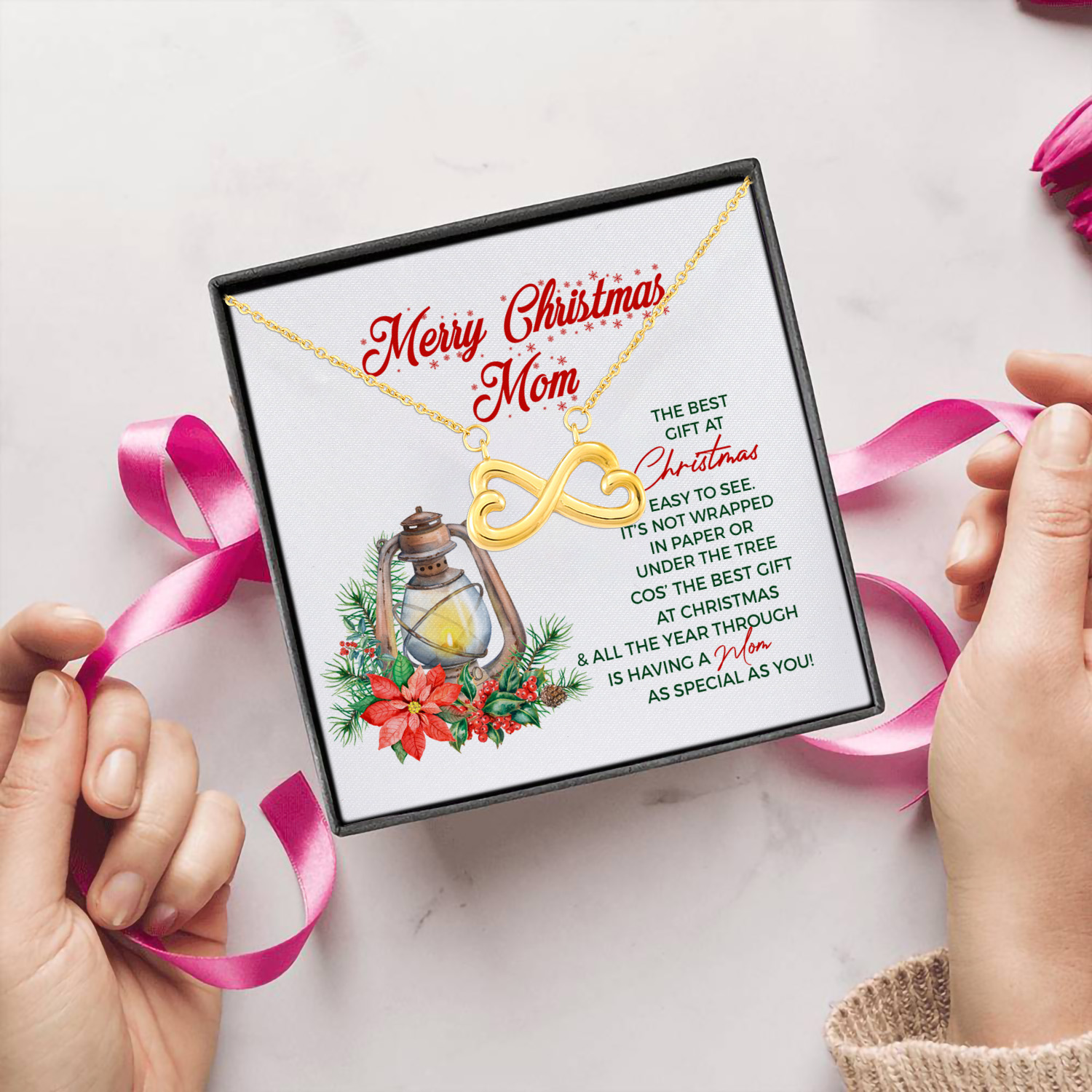 1N.Merry Christmas Mom (4) Infinity Heart Necklace (Gold) 5