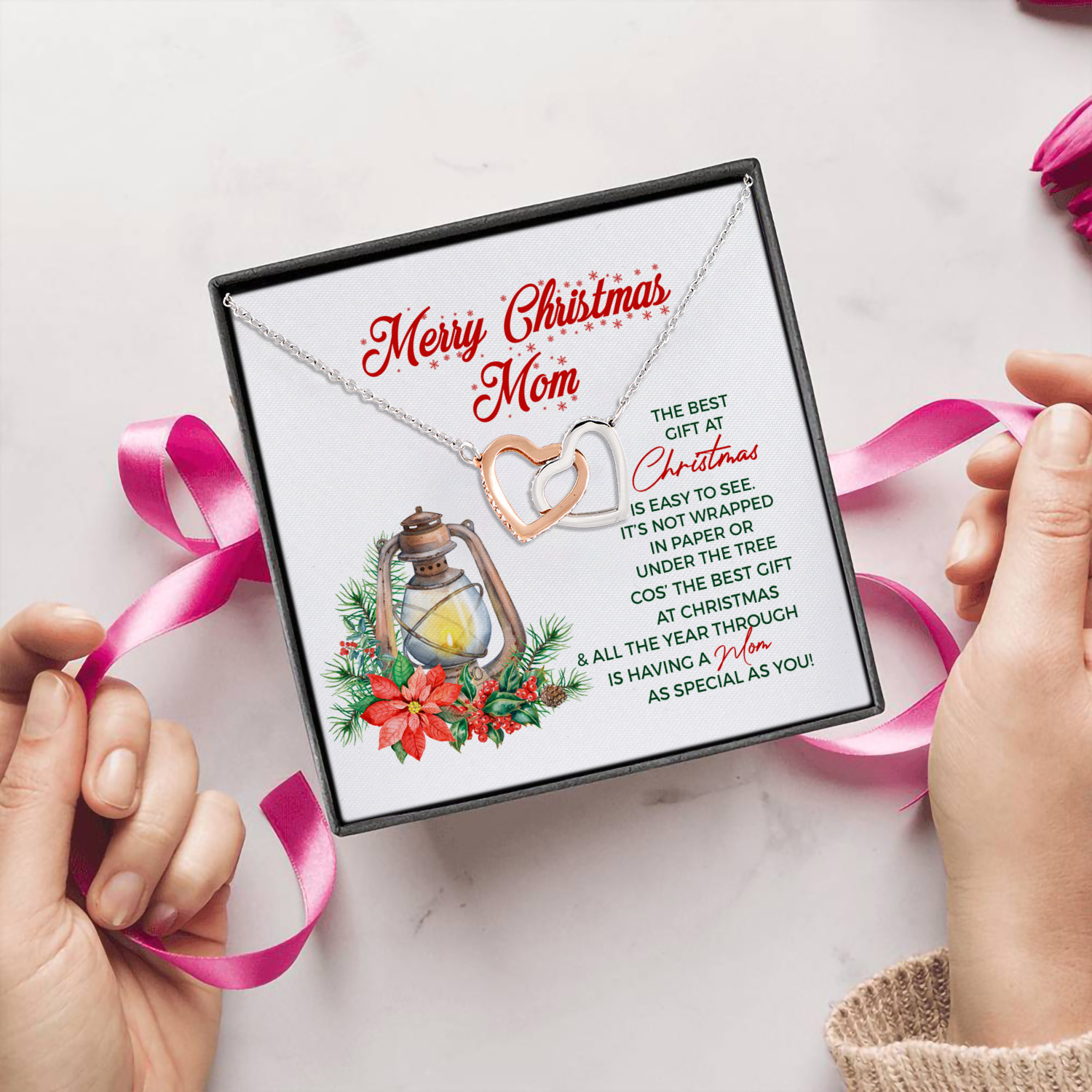 1N.Merry Christmas Mom (4) Interlocking Hearts Necklace 5